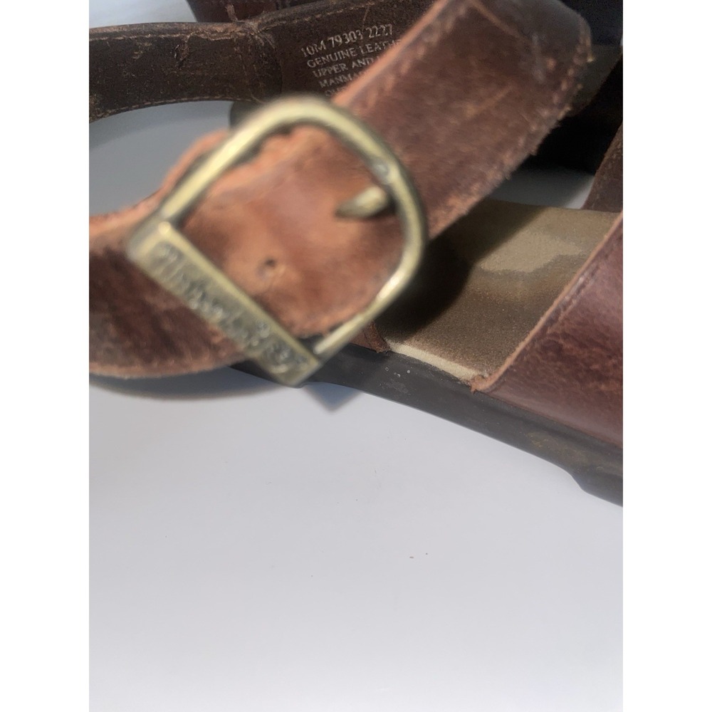 Timberland Womens 10M Double Strap Flat Sandals Brown Leather Open Toe Casual - Picture 6 of 8